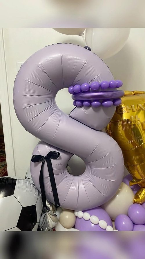 Lilac 8 Balloon | 40-Inch Number Balloon for 8th Birthday Decorations | Lavender Party Supplies