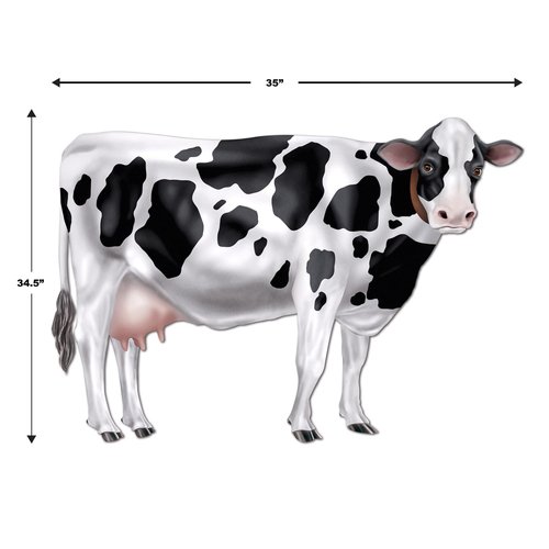 Beistle Set of 3 Jointed Cow Photo Prop Backdrops, 35"- Western Wall Decoration, Holstein Farm Animal Barnyard Party Cut Outs