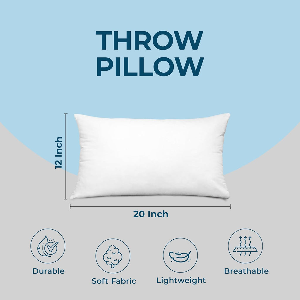Utopia Bedding Throw Pillows - Set of 4 Fluffy Down Alternative Decorative Pillows | 12 x 20 Inches, White