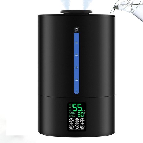 Coolfiqu 6L Humidifier - Versatile Cool & Warm Mist for Bedroom, Baby & Plants | Quiet, Adjustable, 360° Nozzle - Black (2026 Upgraded)