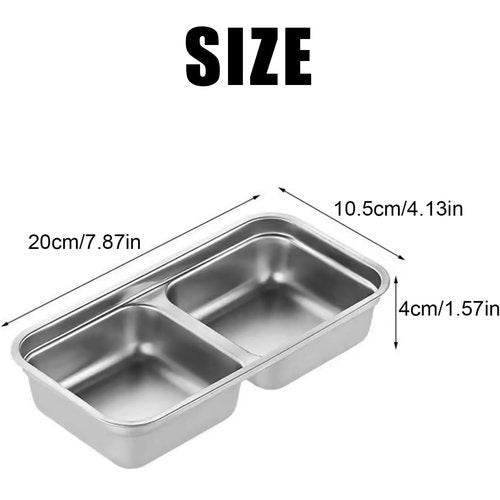 Grab and Go Snack Containers Reusable,Stainless Steel Double Compartment Snack Containers,Dishwasher- Reusable Condiment Container with Lids of Snacks,Dips,Travel and Outdoor Camping (1PCS)