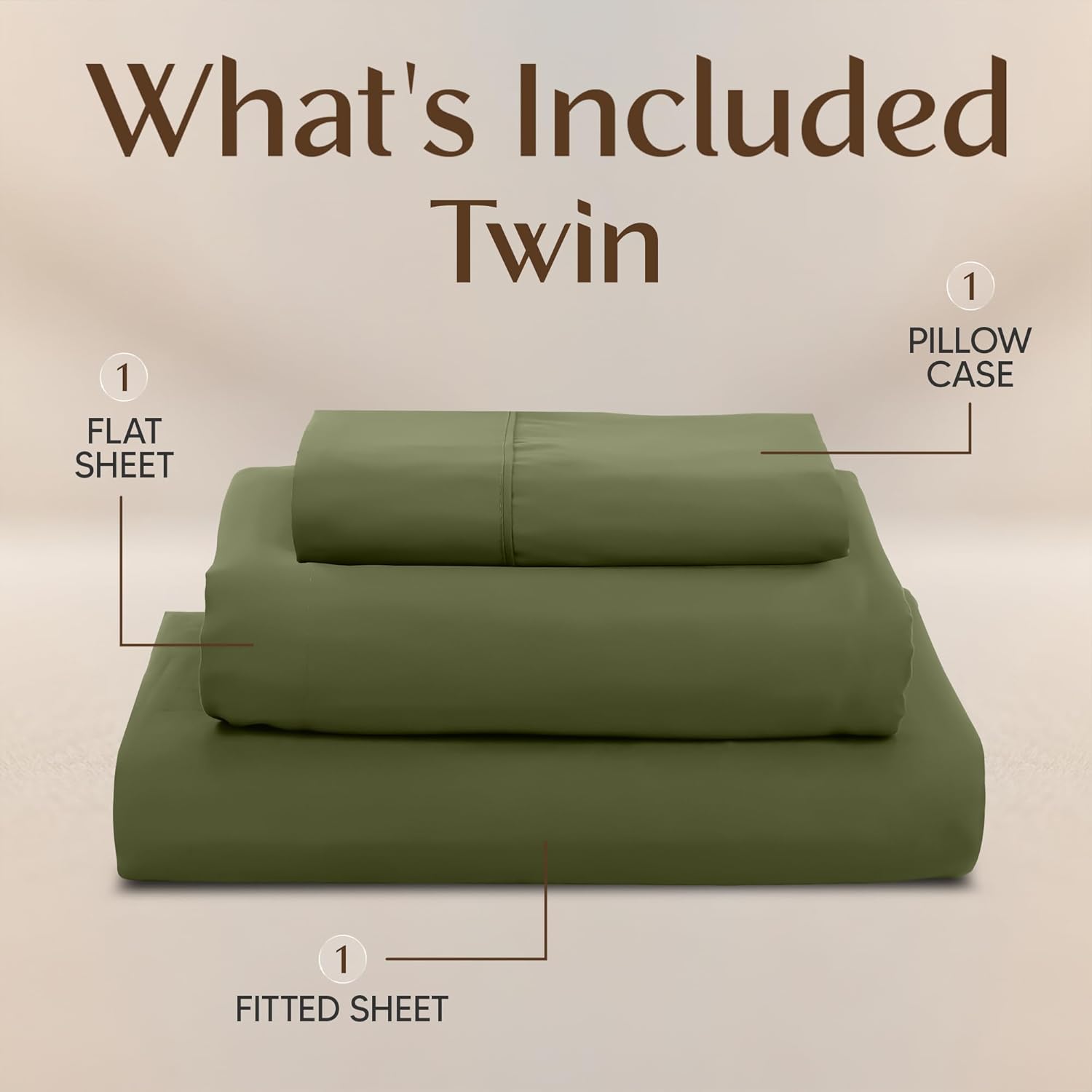 Utopia Bedding Twin Sheet Set - Soft & Breathable Microfiber, 3-Piece Bed Sheets for Twin Size Bed | Oeko-Tex Certified (Olive)