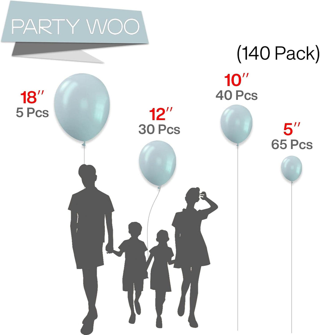 PartyWoo White & Pale Aqua Balloons - 280 Pcs for Stunning Celebrations | Perfect for Events