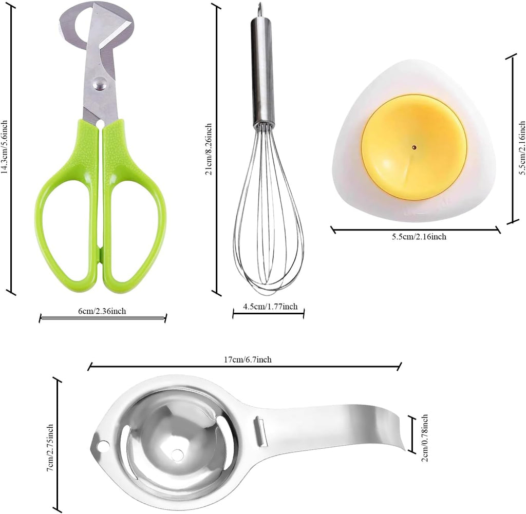 Skiennix Quail Egg Scissors Set - Stainless Steel Egg Yolk Separator & Cutter for Quick Breakfast Prep | 5-Piece Set