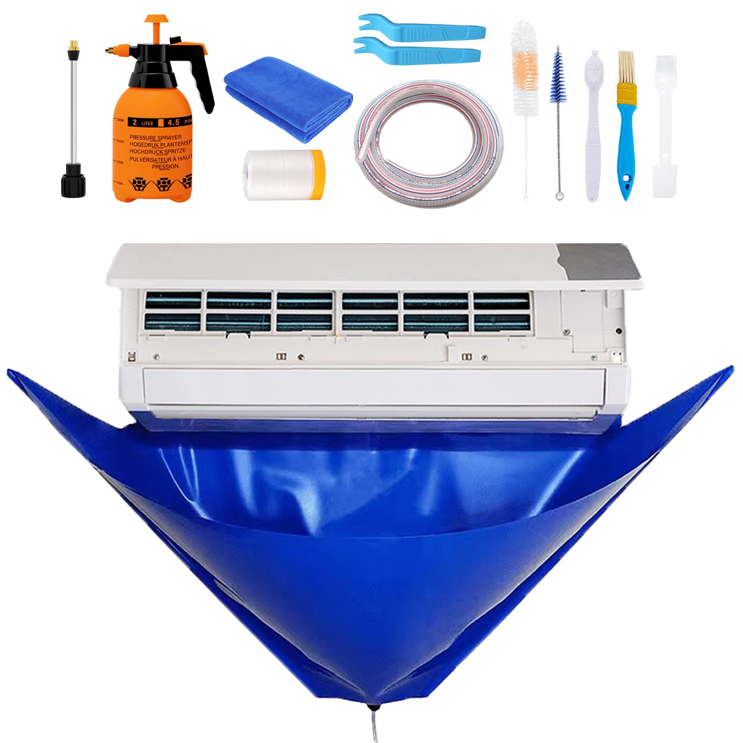 BOJACK Mini Split Cleaning Bag Kit with 2L High Pressure Sprayer, Air Conditioner Cleaning Kit, Air Duct Cleaning Kit, AC Cleaning Bag Fits Systems 38in - 48in Long