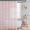 TUDECO Pink Shower Curtain - Shabby Chic Lace Design with Sheer Valance | Vintage Floral Aesthetic, 72 x 72 Inch