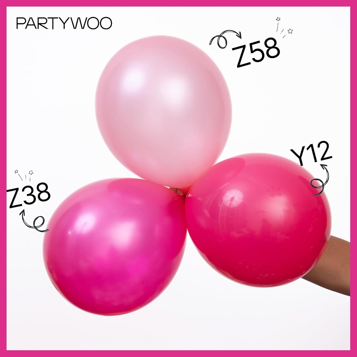 PartyWoo Pearl Hot Pink Balloons - 140-Piece Arch Kit with Various Sizes for Bridal & Birthday Celebrations
