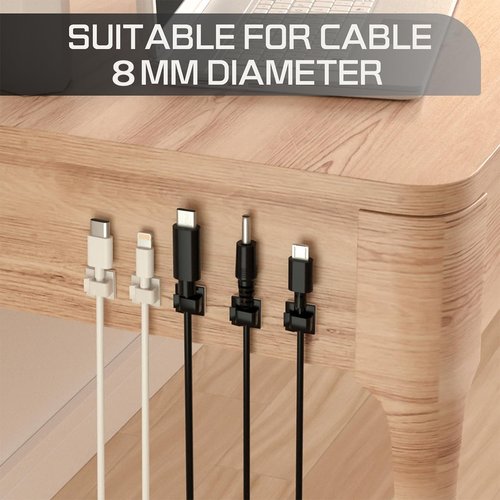 KGROTE Cable Clips - 100PCS Strong Adhesive Wire Holders for Desk, Wall & Car | Medium Black