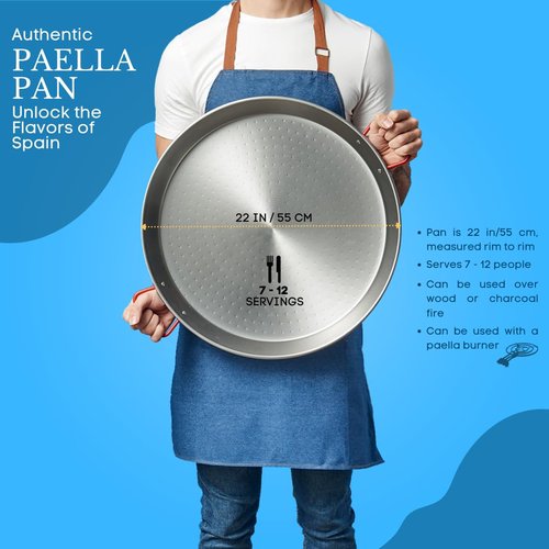 Garcima 22-Inch Carbon Steel Paella Pan, 55cm