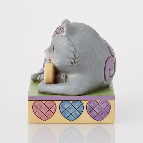 Enesco Sweethearts Candies by Jim Shore Cat Lying by Message Heart Figurine- Stone Resin Hand Crafted Collectible Figurines Valentine's Day Home Decor Statue, 3.25 Inch