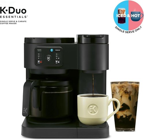 K-Duo Essentials Coffee Maker - Hot & Iced Brewing with 12-Cup Carafe, 72 oz Reservoir | Pause & Pour Feature