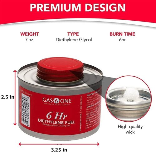 Gas One 3 Pack 6 Hour Chafing Fuel - Food Warmer for Chafing Dish Buffet Set - Reusable Liquid Safe Fuel With Wick & Lid Opener