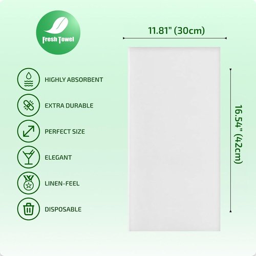 Fresh Towel Folded Disposable Hand Towels for Bathroom | Single-Use Hand Paper Towels for Bathroom Guests, 1/6 Folded | Soft and Absorbent Disposable Napkins (500, White)