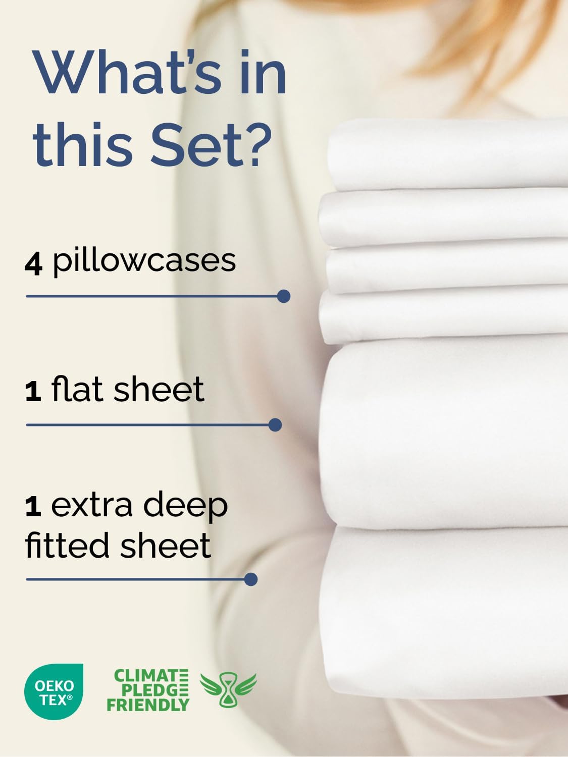 Skiennix Extra Deep Cal King Sheet Set | 6-Piece Cooling Luxury Bedding - Soft, Wrinkle-Free, Antique White