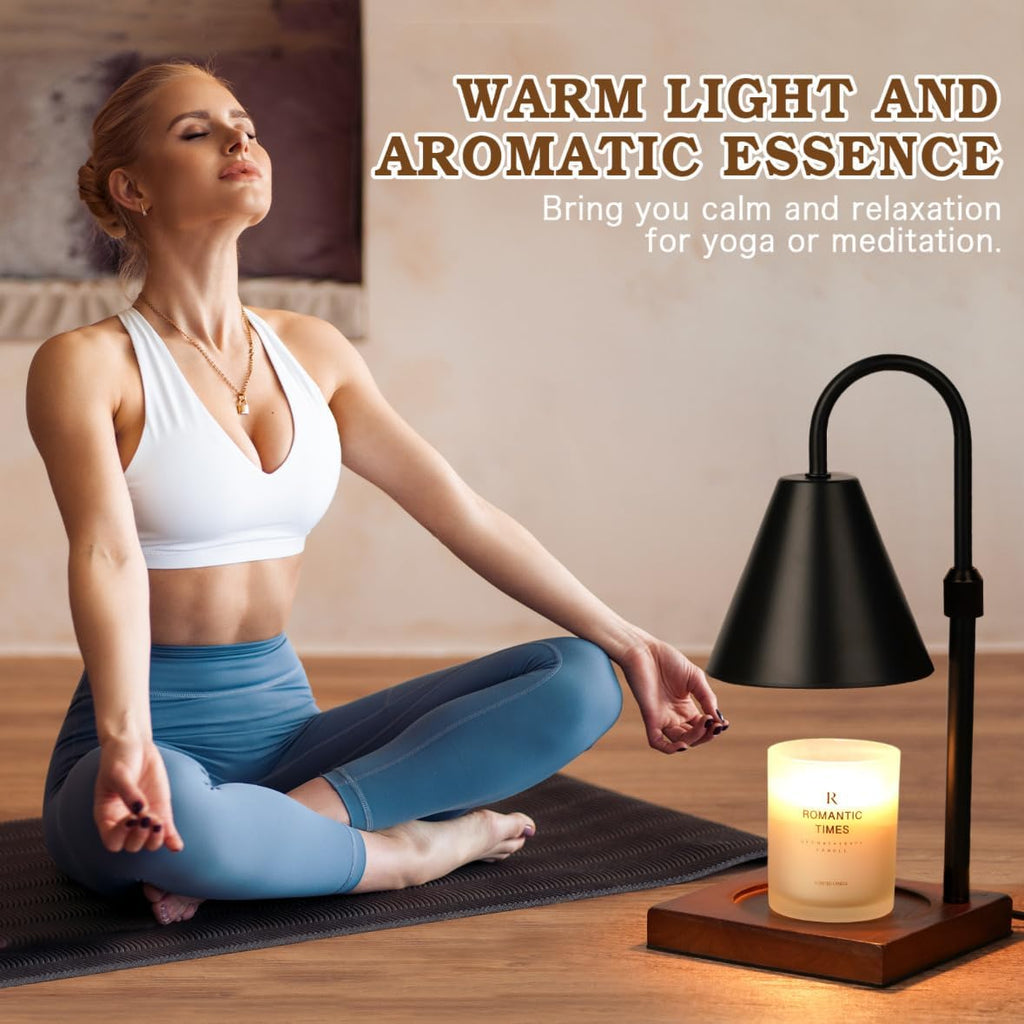 Skiennix Modern Candle Warmer Lamp - Dimmable & Adjustable with Timer | Black Home Decor Gift for All Occasions