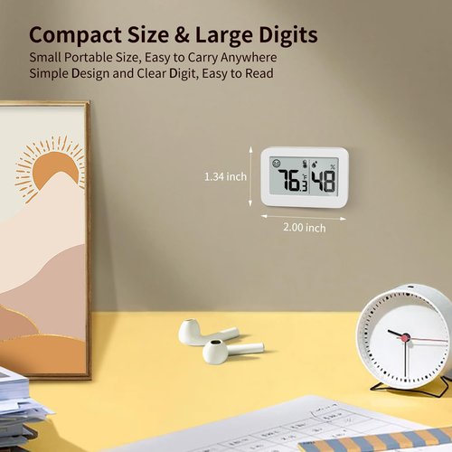 DOOMAY Mini Hygrometer Indoor Thermometer - Digital Humidity & Temperature Monitor | 2-Pack for Greenhouse & Baby Room