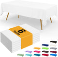 Smiry Disposable Table Cloth - Waterproof 54 x 108 Inch Rectangle Table Cover | 6 Pack, Sturdy & Leakproof, White