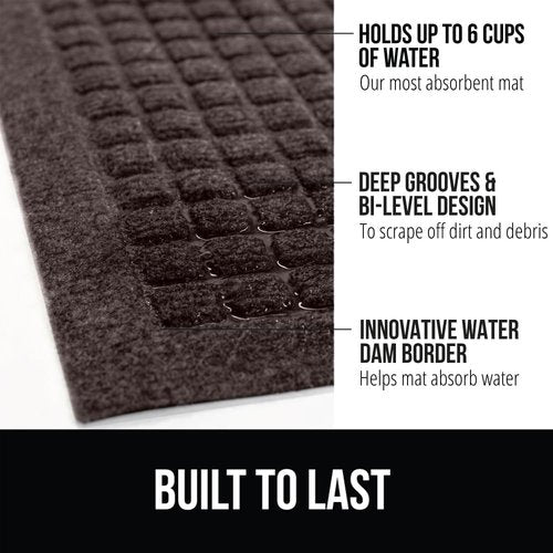 GORILLA GRIP® Ultra Absorbent Front Door Mat - Traps Dirt & Moisture, 47x35, Stain & Fade Resistant, Coffee Color