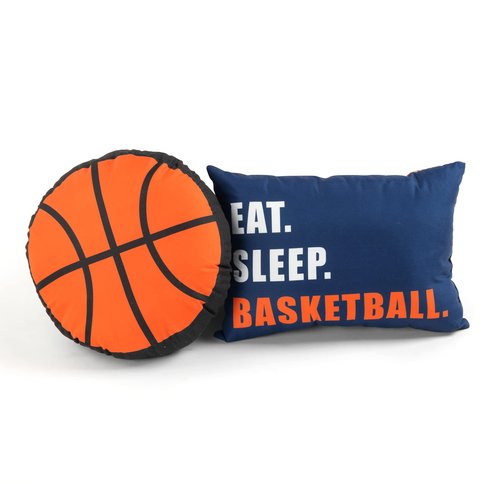 Lush Decor Basketball Game Reversible Quilt Twin Size 4 Piece Set, White & Navy - Kids Bedding Set - Twin Size Quilt - Sports Décor