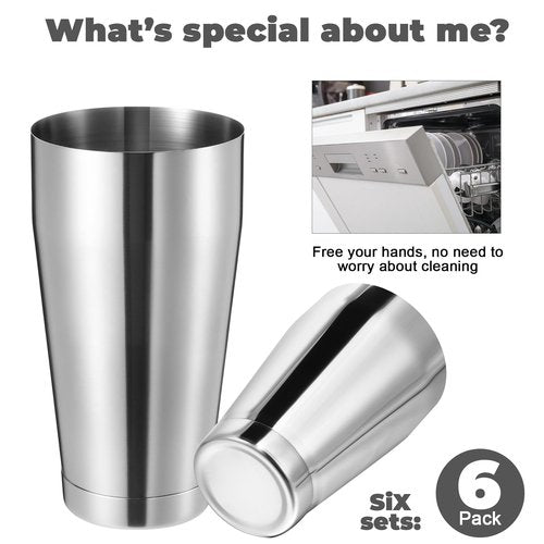 Sabary 12 Pcs Cocktail Shakers Professional Bar Shaker Boston Set Stainless Steel Martini Drink Mixer Basic Tool Weighted Shake Metal Can Cocktail Shaker Set, 18 Oz, 28 oz (Silver)