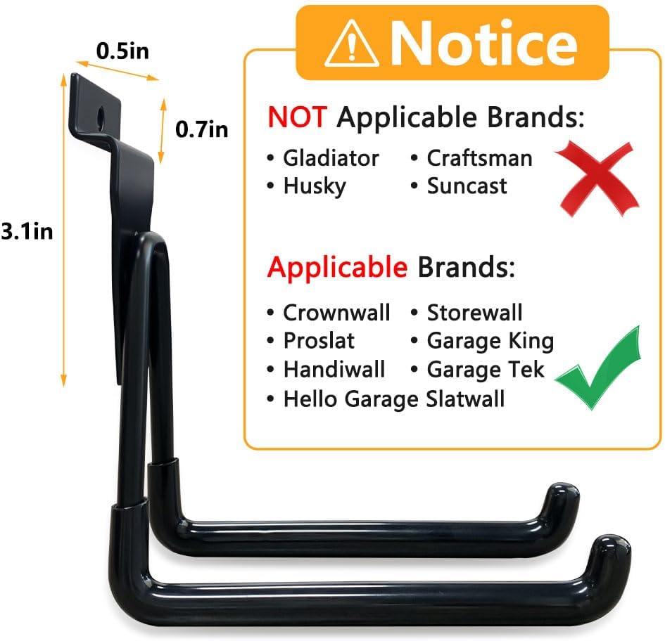 Slatwall Hooks by [Brand Name] - Versatile Wall Mount Tool Holders for Garage & Garden (14 Pack, Black)