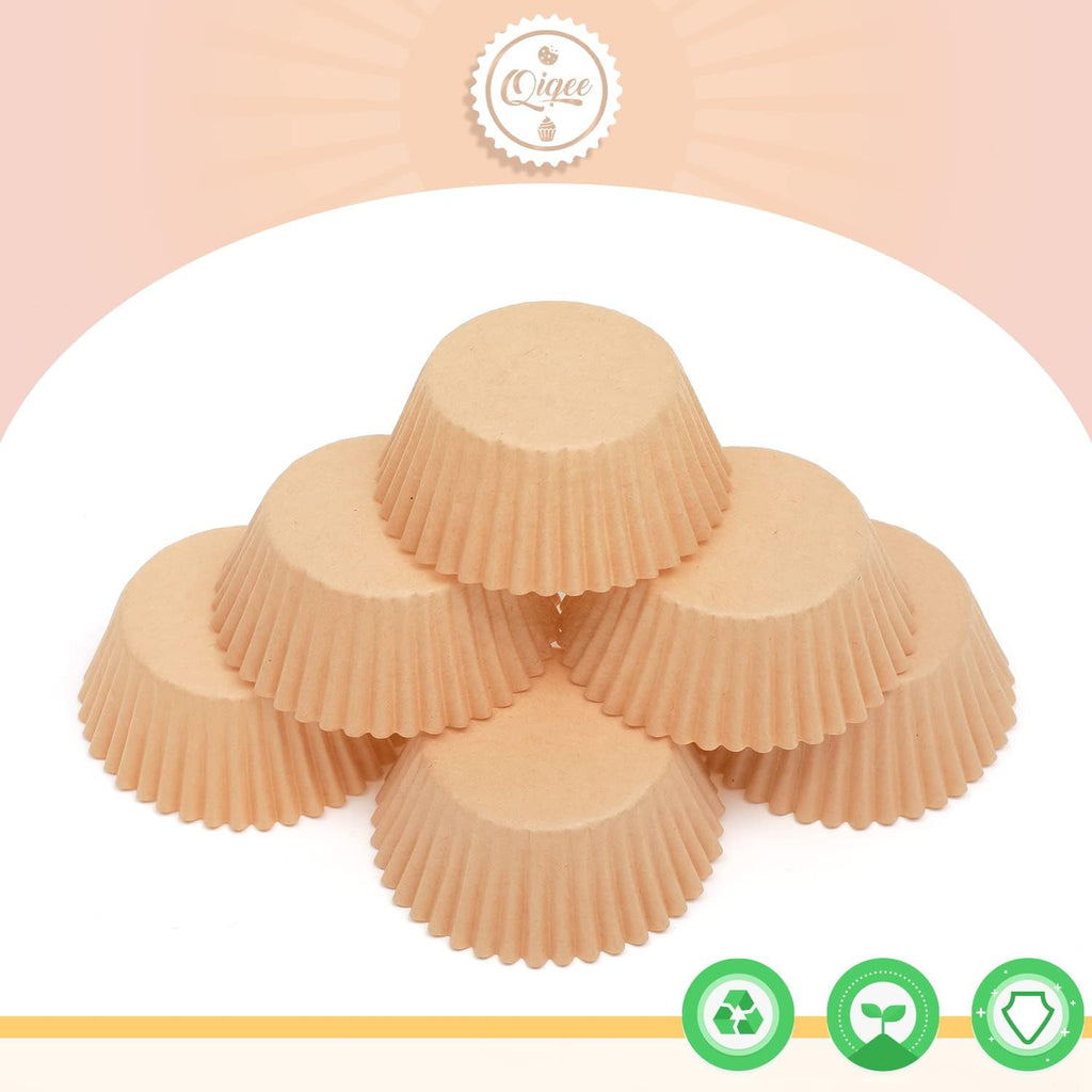 Qiqee 1000 Count Mini Cupcake Liners - Natural Food Grade Baking Cups | No Smell, Small Size