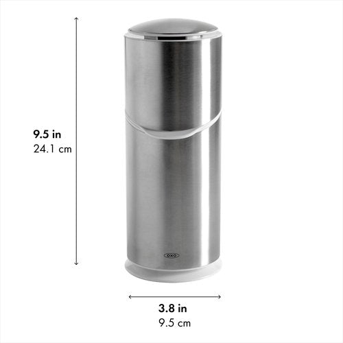 OXO Good Grips Stainless Steel Toothbrush Organizer, Bathroom Organizer and Storage, Toothbrush Holder for Countertop, Sleek Modern Bathroom Accessories