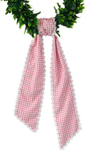 DYSHAYEN Wreath Sash - Canvas RIC Rac Trim for Front Door | Pink Gingham with White Trim