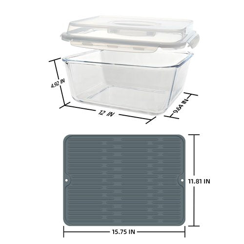 220 oz Extra Large Glass Storage Containers with Lids, Large Glass Food Containers for Rotisserie Chicken/Turkey and Potluck, Giant Watermelon Container, XL Big Bowl Freezer Storage Container Airtight