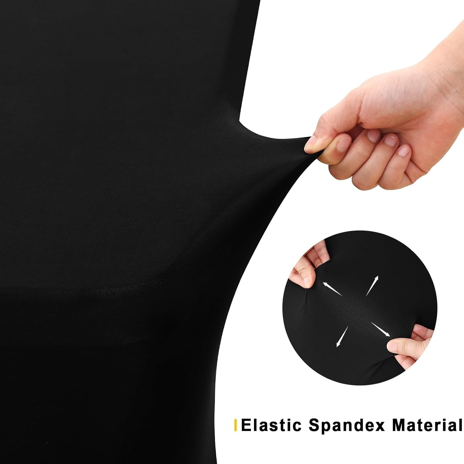 Smiry Spandex Table Cloth - 2 Pack Elastic Fitted Stretch Covers | Washable, Wrinkle-Free, Black (48" L x 24" W x 30" H)