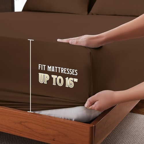 ChicView Queen Sheet Set,4 Pieces Hotel Luxury Breathable Soft Microfiber Bedsheets, Anti Pilling Deep Pockets Easy Care Bed Sheets, Pinecone Brown