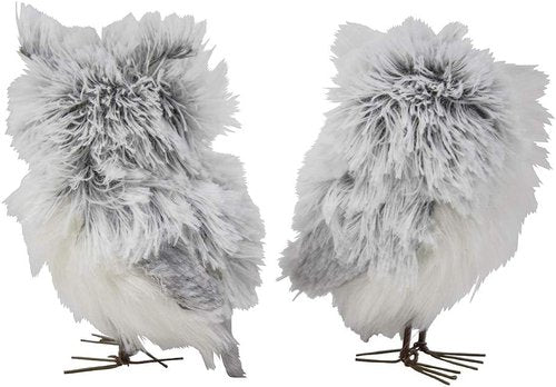 Kurt Adler 5-Inch Furry Gray Owl Figurines - Set of 2 Adorable Home Decor Accents
