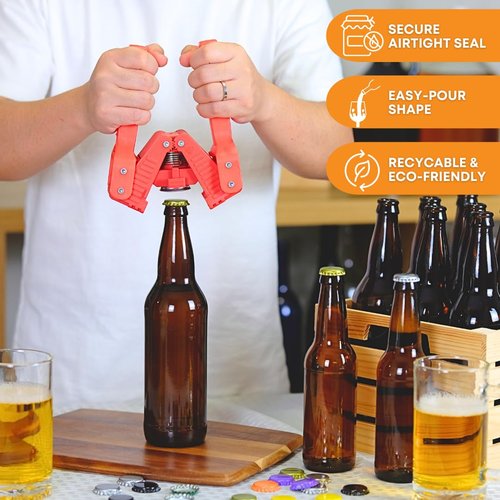 FastRack Amber Beer Bottles 12oz (Pack of 96) | Longneck Glass Beer Bottles with Pry-off Crown Finish for Home Brewing Mead, Cider & Kombucha | Durable Brewing Bottle & Bottling Kit