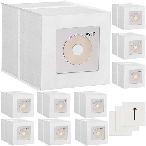 10 Pack Y10 Vacuum Bags for InterVac CS6, CS8, CS8HW, DOMETIC CV1003 Vacuums, With 3 Pack Motor Filters, Part# Y10-5