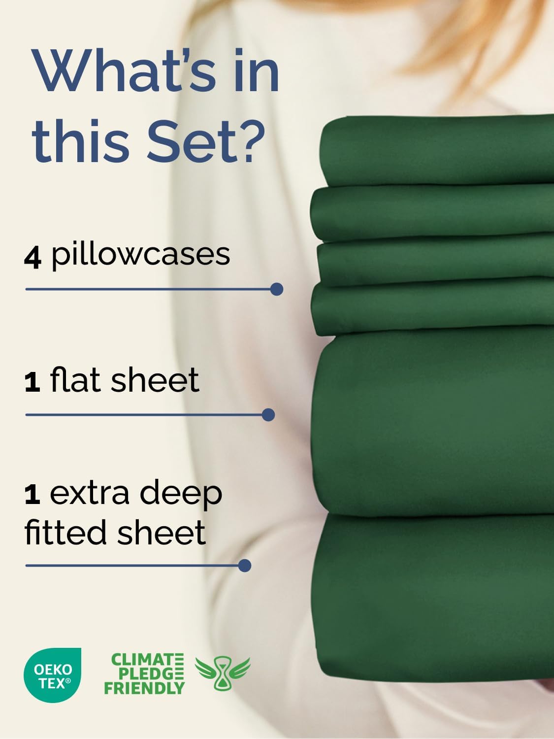Skiennix Extra Deep Cal King Sheet Set - 6 Piece Breathable Cooling Bedding - Soft Wrinkle-Free Emerald Green