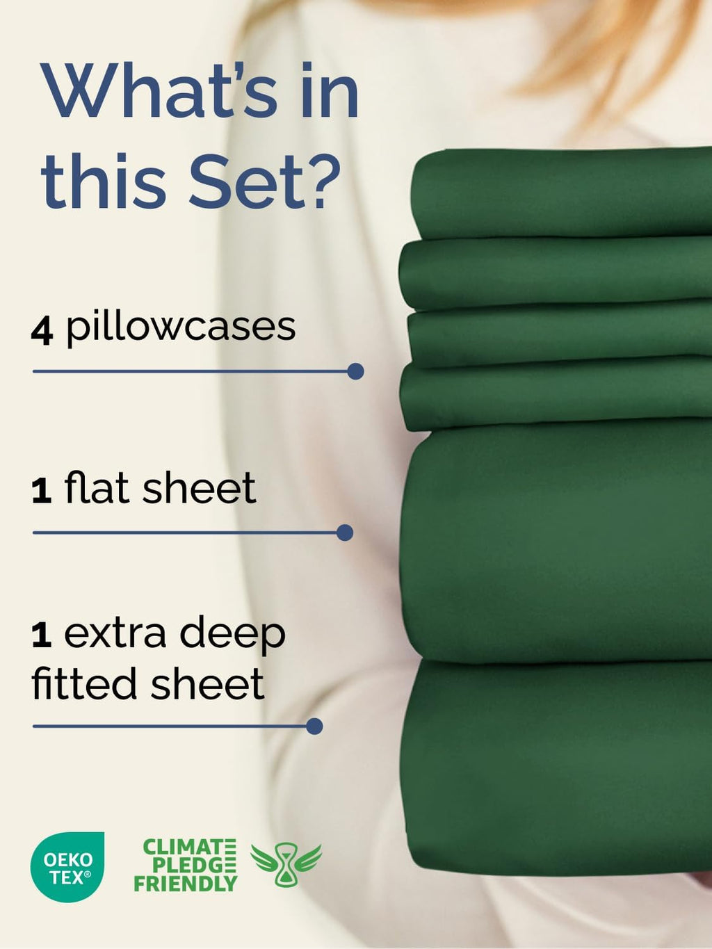 Skiennix Extra Deep Queen Sheet Set - 6-Piece Breathable Cooling Bedding - Soft Wrinkle-Free Emerald Green