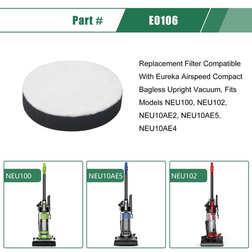 Ymimi Replacement Filter Compatible with Eureka Airspeed Compact Bagless Upright Vacuum, Fits Models NEU100,NEU102,NEU10AE2,NEU10AE5,NEU10AE4 Part # E0106 (2 Pack)