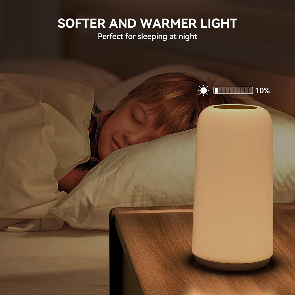 ROOTRO Touch Bedside Table Lamp - 3-Way Dimmable LED with RGB Mode & Warm White Light | Small Nightstand Lamp for Bedroom & Living Room