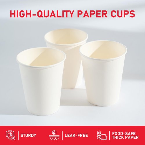 VPACKDUO 1000 Pack 8 oz Paper Cups, Disposable Coffee Cups, White Hot/Cold Beverage Drinking Cups for Water, Coffee, or Juice, Perfect for office, Party, Home