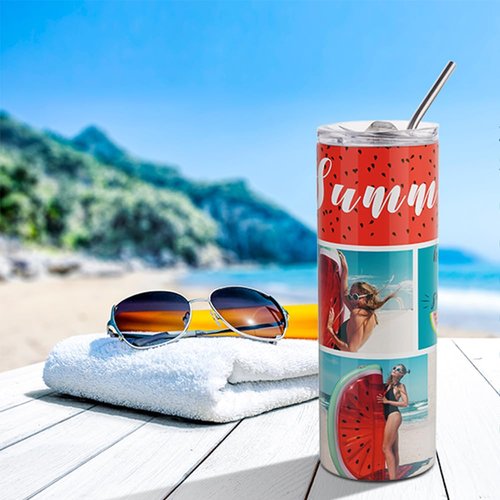 PYD Life 8 Pack Sublimation Tumblers Blanks 20 OZ Skinny White Straight Stainless Steel Cups with 10 PCS Shrink Wrap Film for Tumbler Press Machine Sublimation Oven Printing
