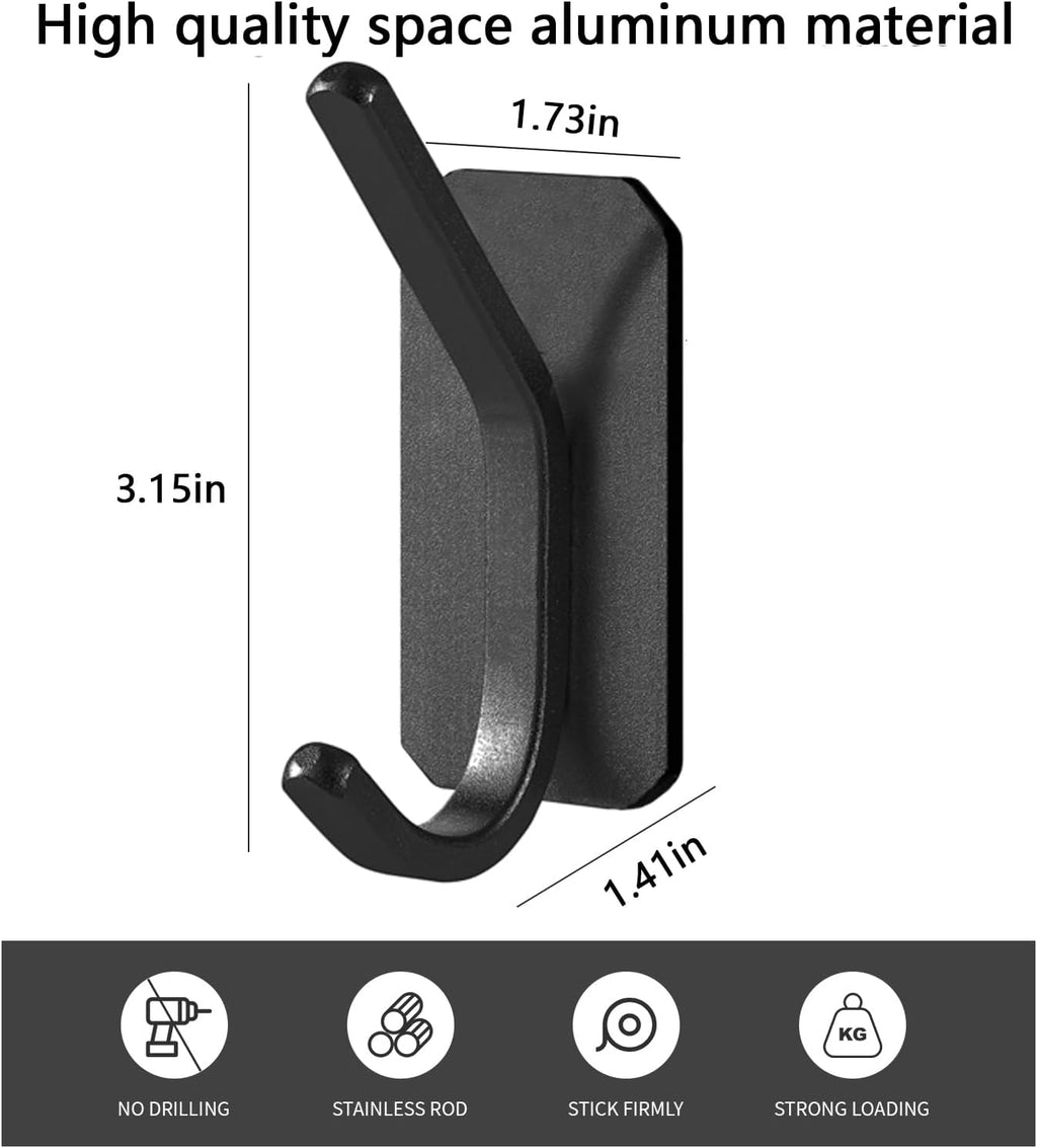 Paoli Heavy Duty Adhesive Hooks - 30 lb Load Capacity | Self-Adhesive, Versatile Colors & Styles (4 Pack, Black)