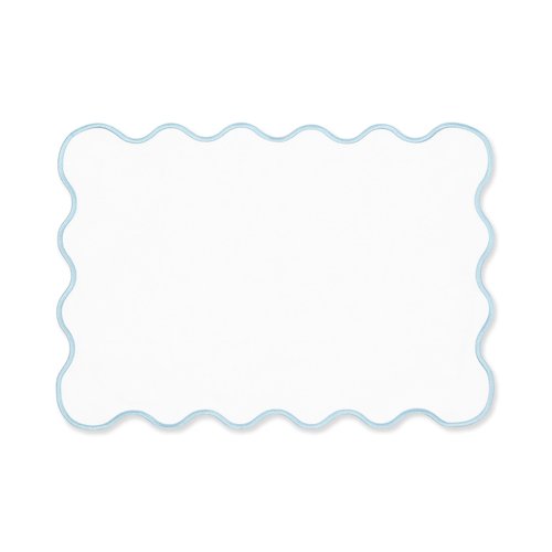 Hofdeco Premium Coastal Patio Indoor Outdoor Placemat Set of 4, 14"x19" Double-Layered, Waterproof Cloth Placemat for Kitchen or Dining Table. Baby Blue Embroidered Solid A