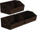 Homsorout Decorative Closet Baskets - Trapezoid Storage Bins with Handles, 3 Pack, Brown