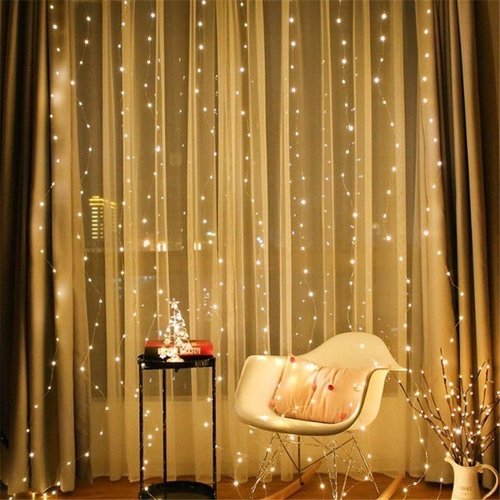 ANUONER 3x3M,300 LEDs USB Curtain Light for Bedroom,8 Modes Hanging Lighting LED Curtain Lights for Wedding Party Christmas Home Garden Outdoor&Indoor Decorations(Warm White)