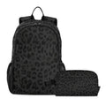 SUABO Backpack Lunch Bag Set for Boys Girls, Black Leopard Middle-School Elementary Bookbags, 2Pcs School Bag with Lunch Bag