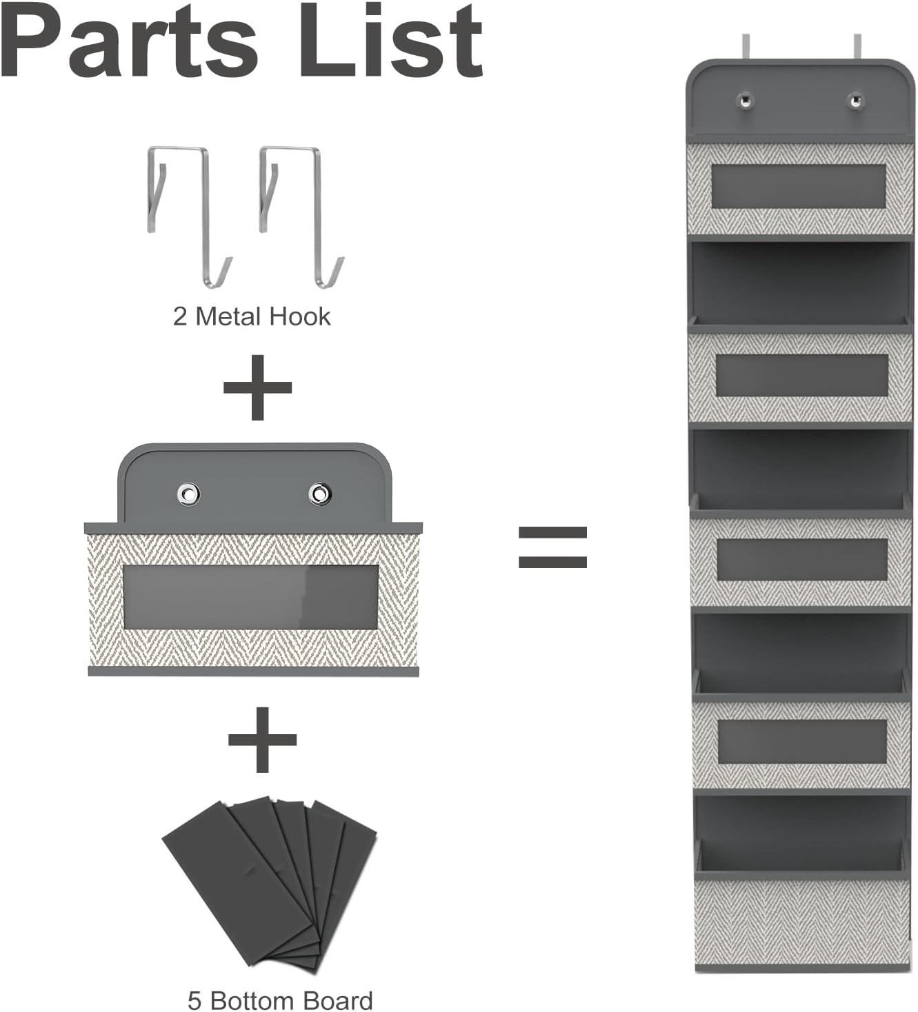 Over The Door Organizer by [Brand Name] - 5 Spacious Pockets with Clear Windows & Metal Hooks for Easy Storage