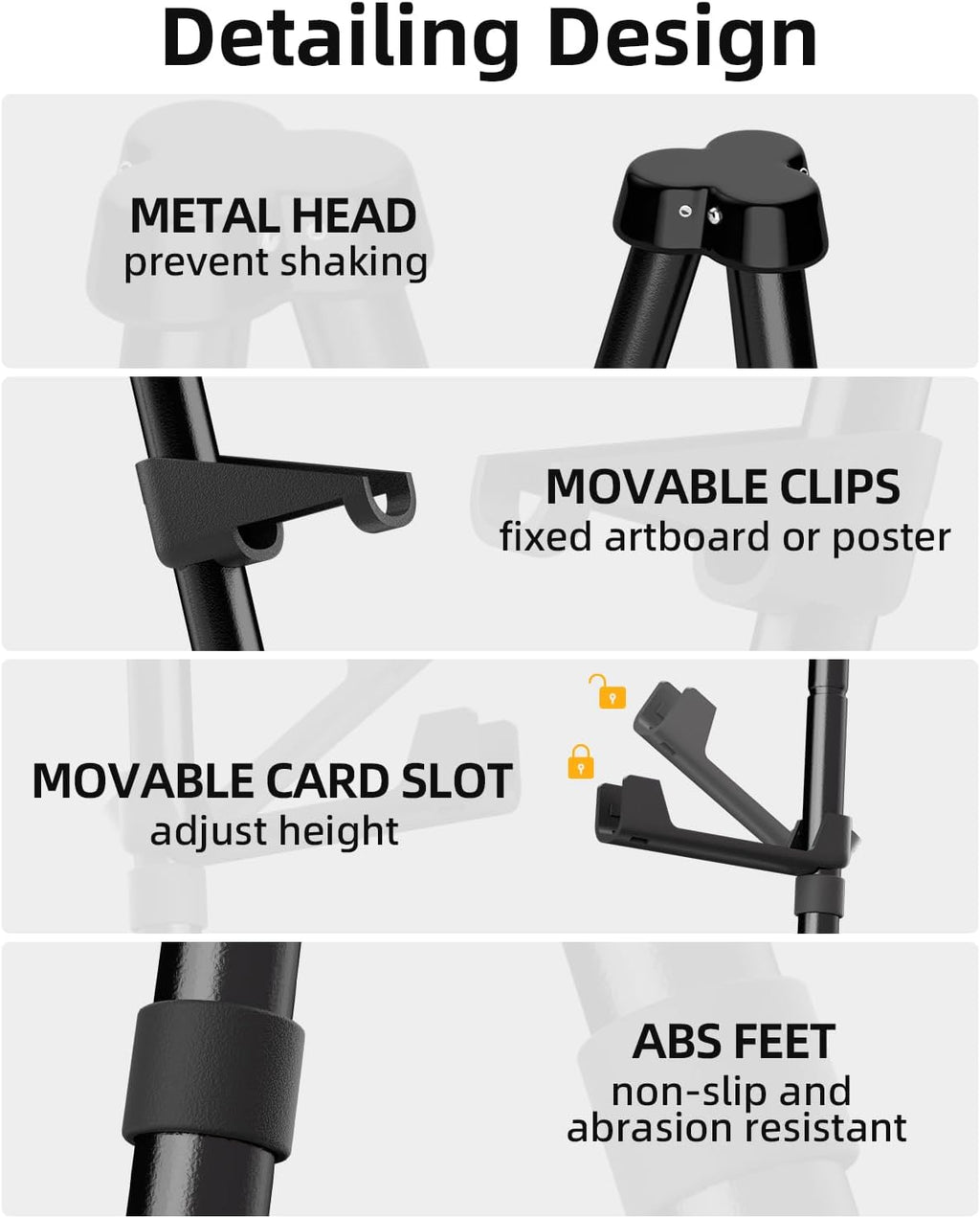 Nicpro Art Folding Easels - 63-Inch Metal Tripod Display Stands, 6 Pack, Collapsible with Carry Bag | Black