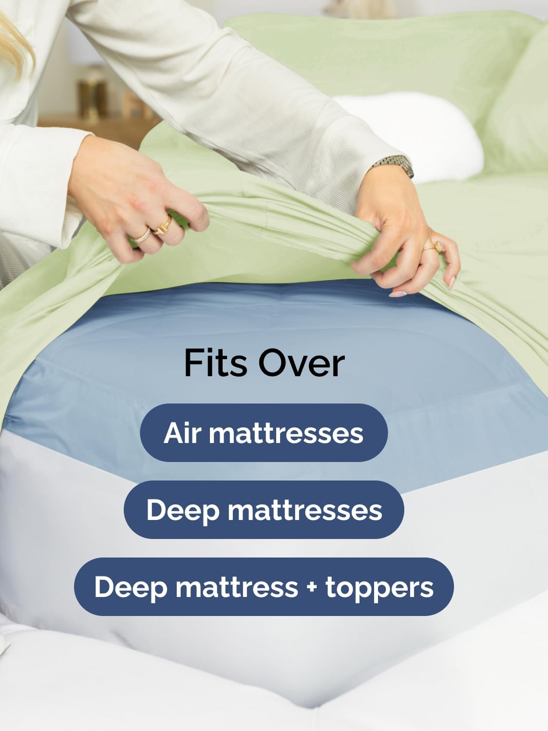 Skiennix Extra Deep Cal King Sheet Set | 6-Piece Breathable Cooling Bedding - Soft, Wrinkle-Free Light Sage