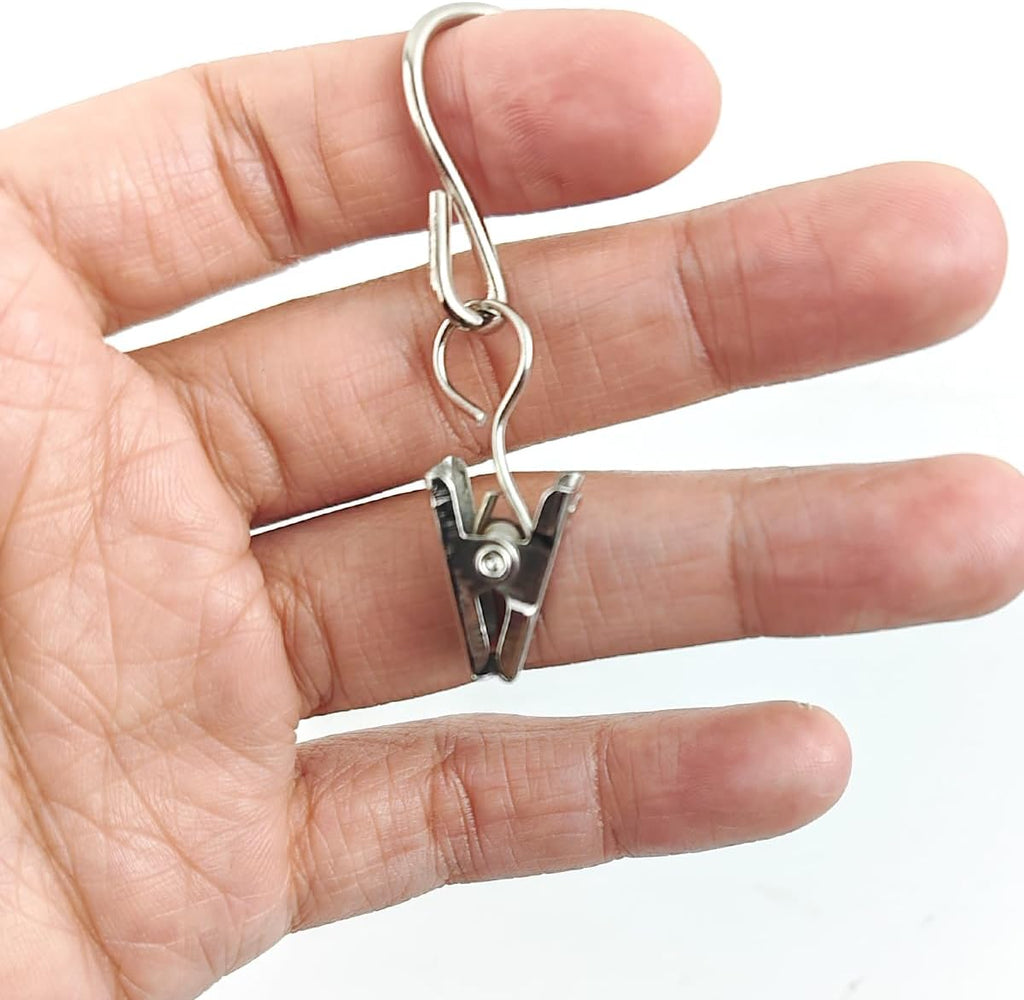 RONYOUNG Stainless Steel S Hooks - 50PCS Hanging Clips for Curtains, Lights, and Crafts | 2.4 Inch Long Silver