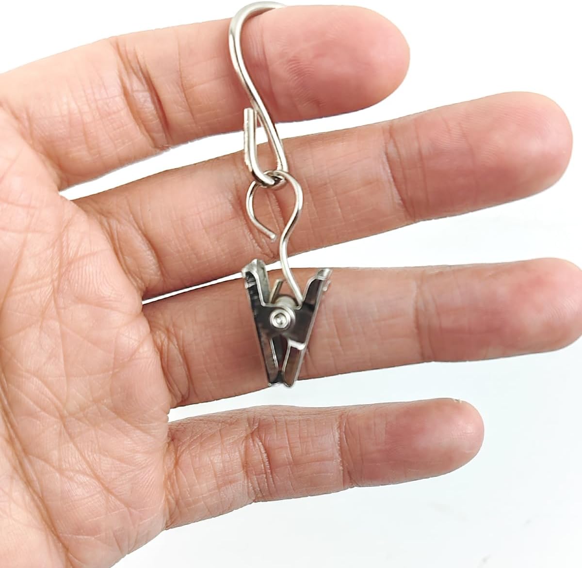 RONYOUNG Stainless Steel S Hooks - 50PCS Hanging Clips for Curtains, Lights, and Crafts | 2.4 Inch Long Silver
